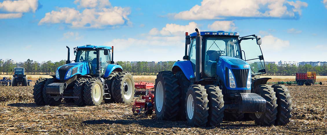 Tractors in a field
